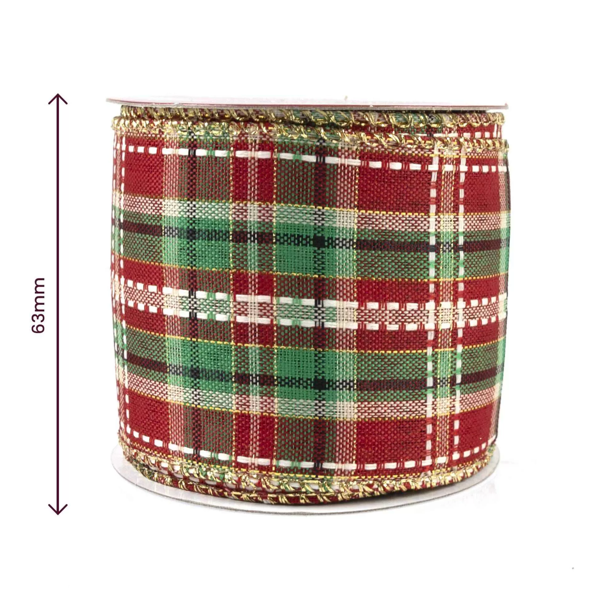 Tartan Wire Edge Ribbon 63Mm X 3M-Hobbycraft Discount