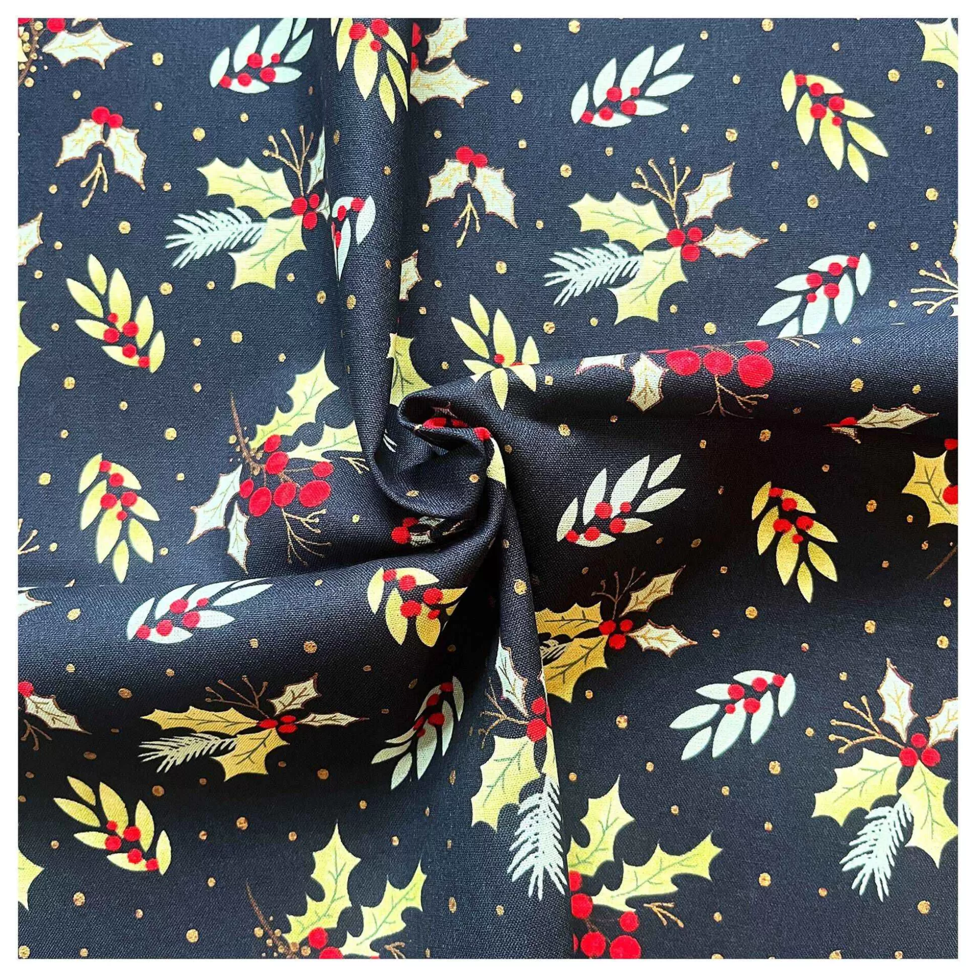 Traditional Navy Sprig Cotton Fabric Pack 112Cm X 1M-Hobbycraft Shop