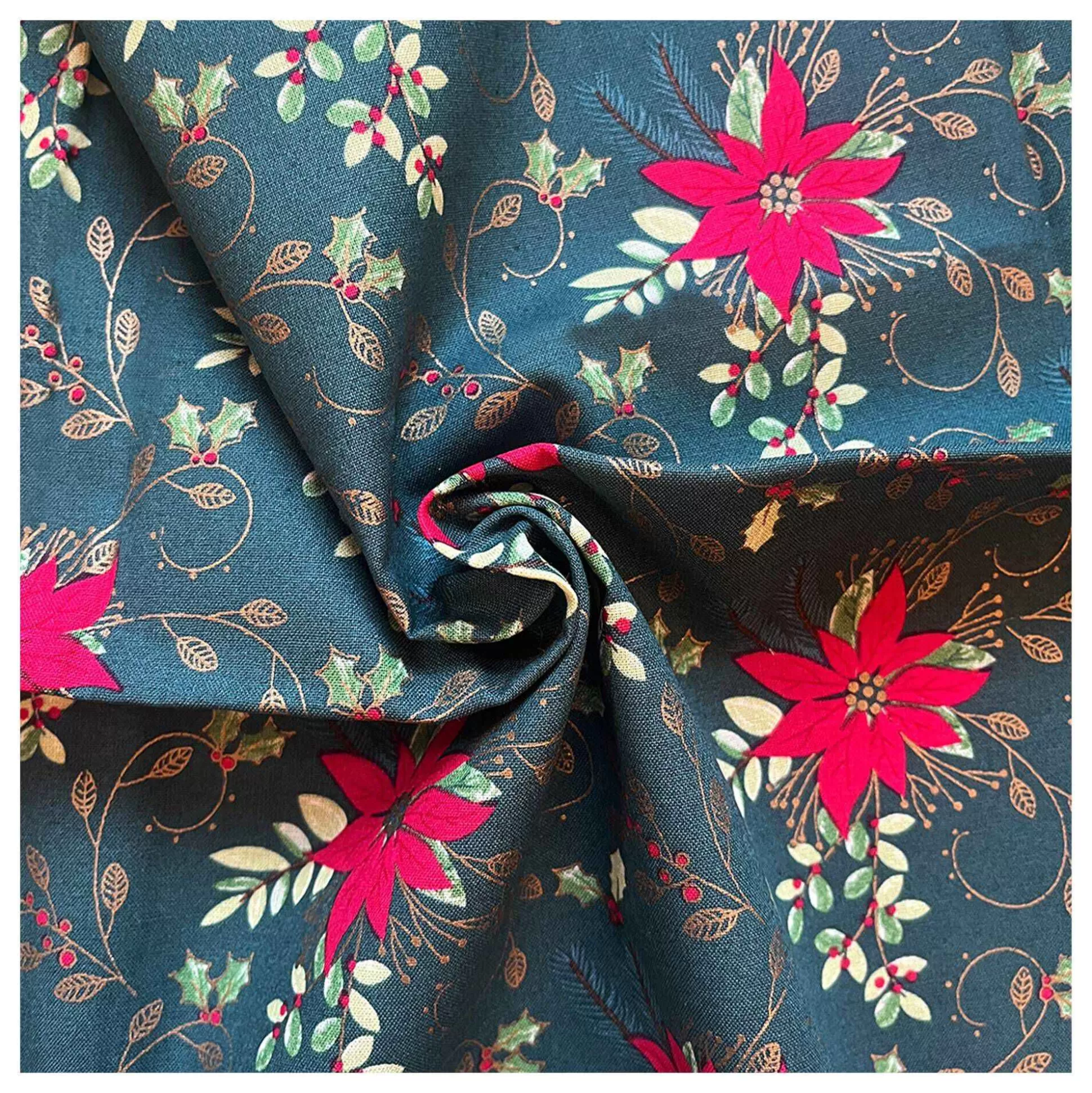 Traditional Poinsettia Cotton Fabric Pack 112Cm X 1M-Hobbycraft Store