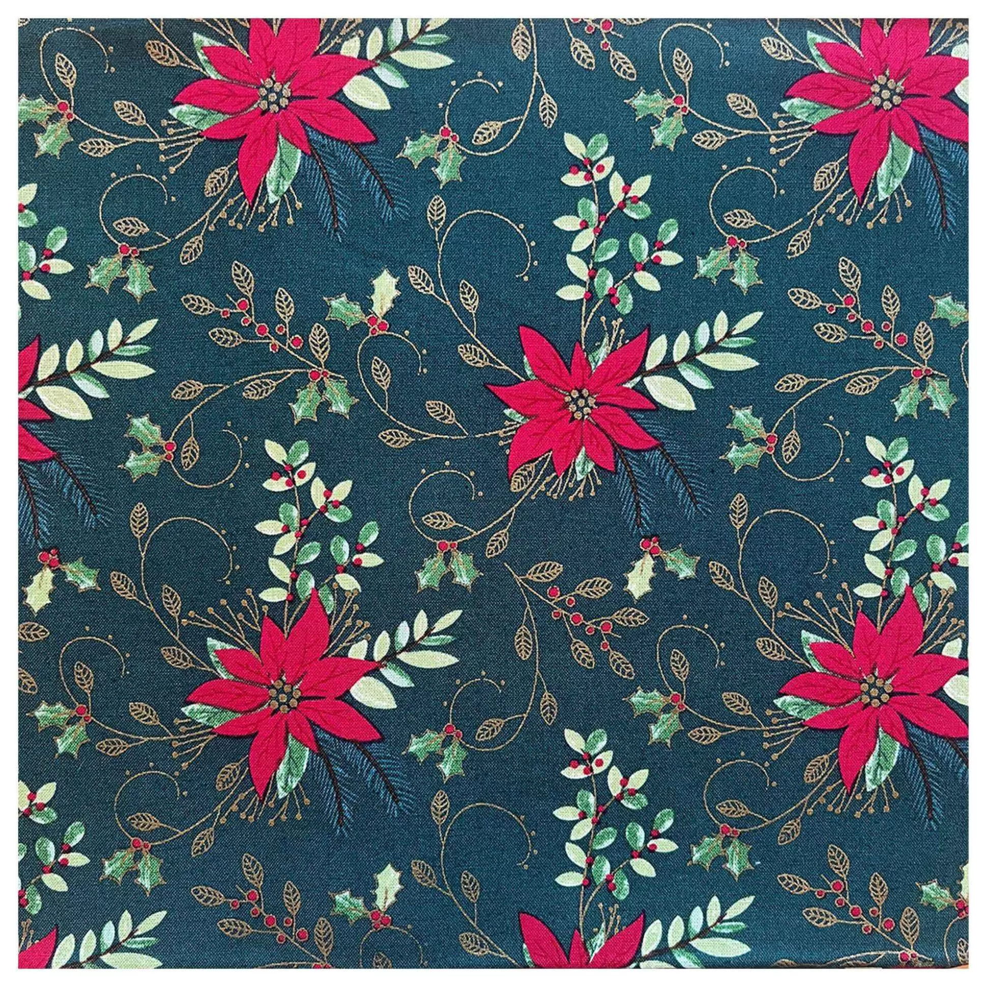 Traditional Poinsettia Cotton Fabric Pack 112Cm X 1M-Hobbycraft Store