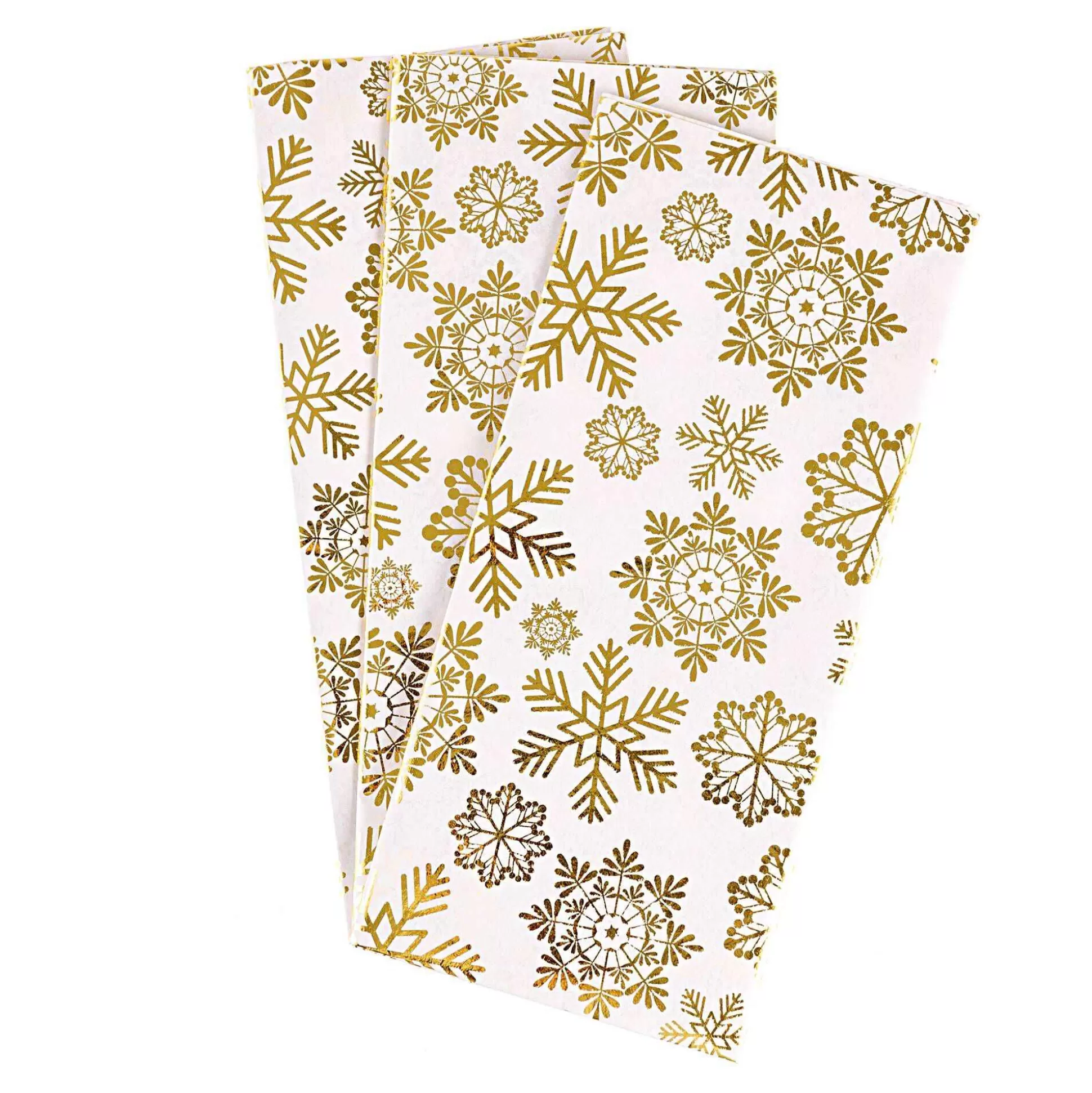 White And Gold Snowflake Tissue Paper 50Cm X 75Cm 3 Pack-Hobbycraft Shop
