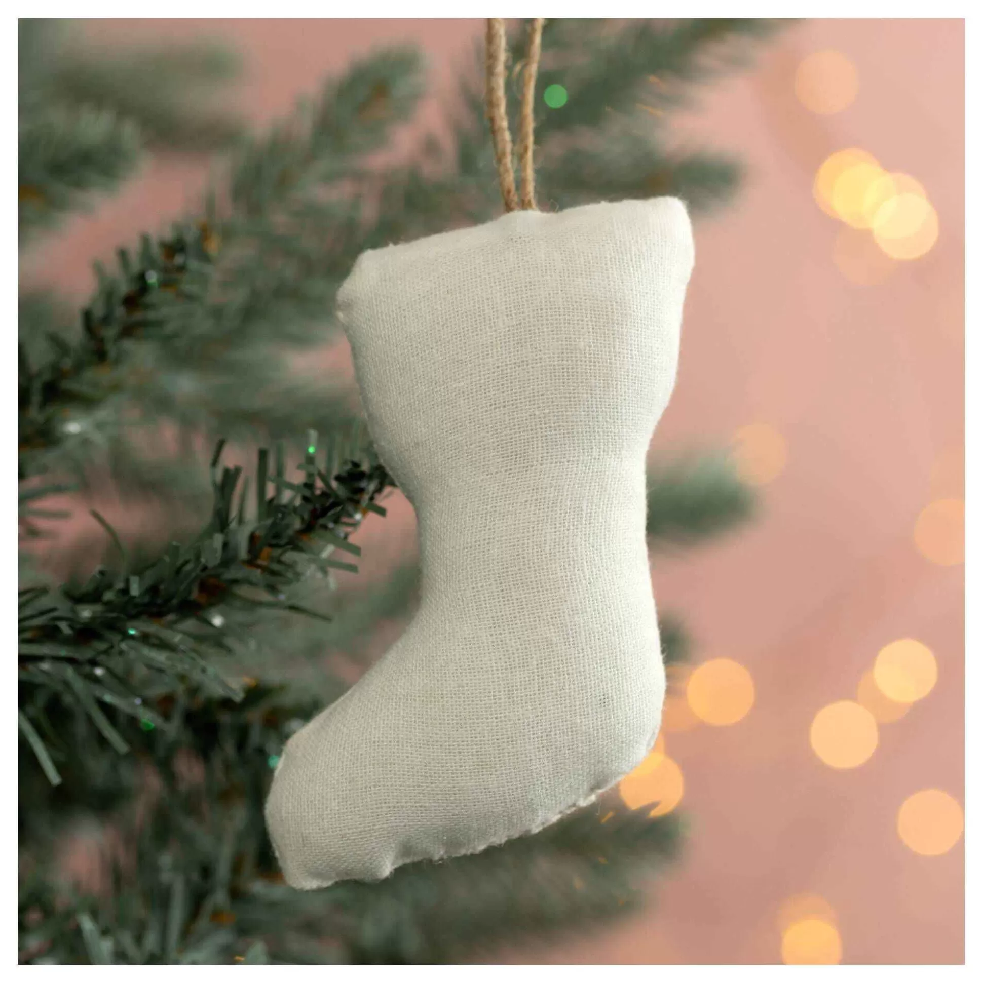 White Cotton Stocking Decoration 9Cm-Hobbycraft New