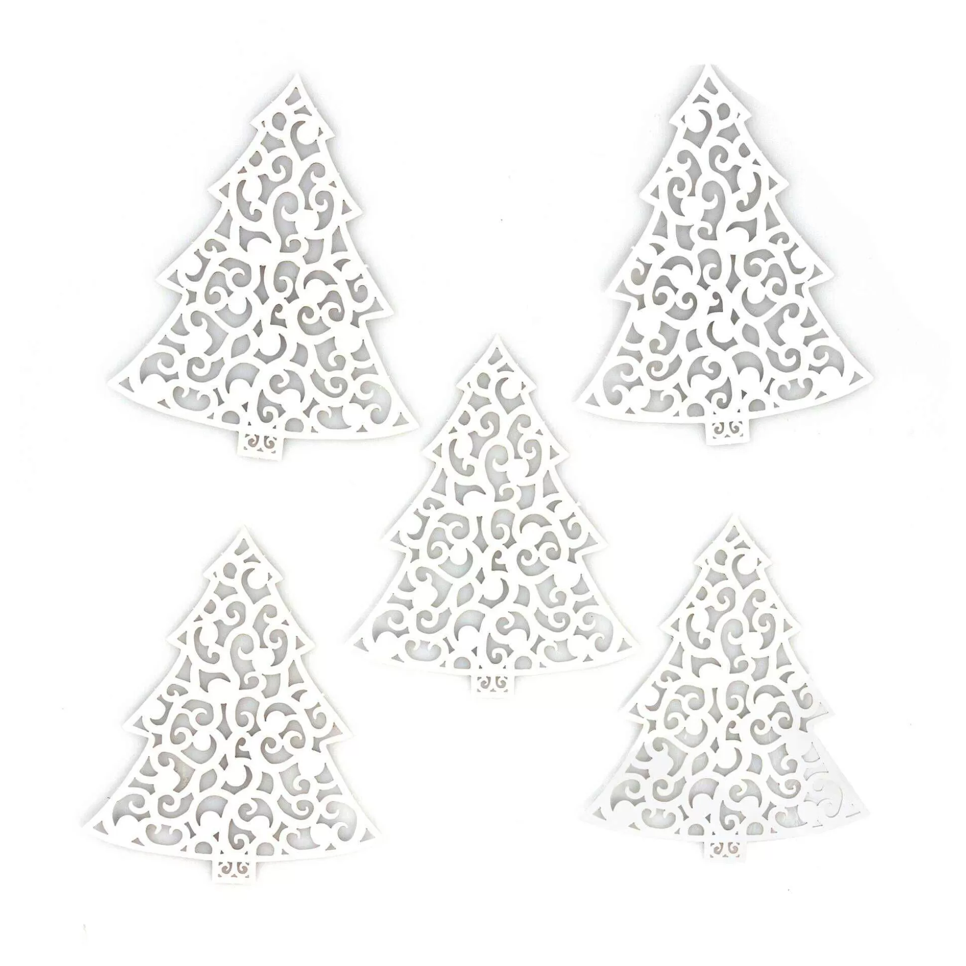 White Laser-Cut Paper Tree Embellishments 5 Pack-Hobbycraft Flash Sale