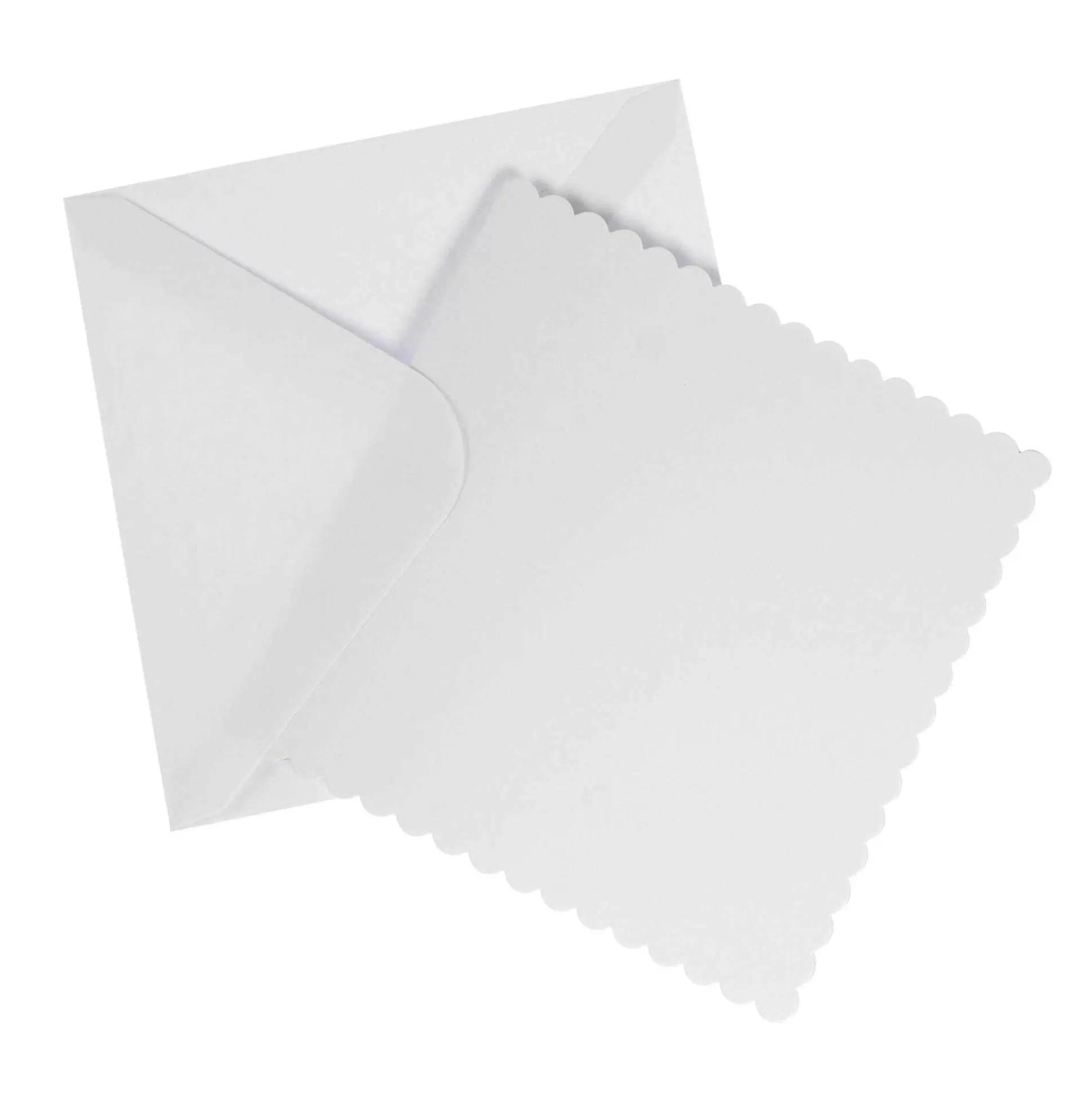 White Scalloped Cards And Envelopes 8 X 8 Inches 25 Pack-Hobbycraft Shop