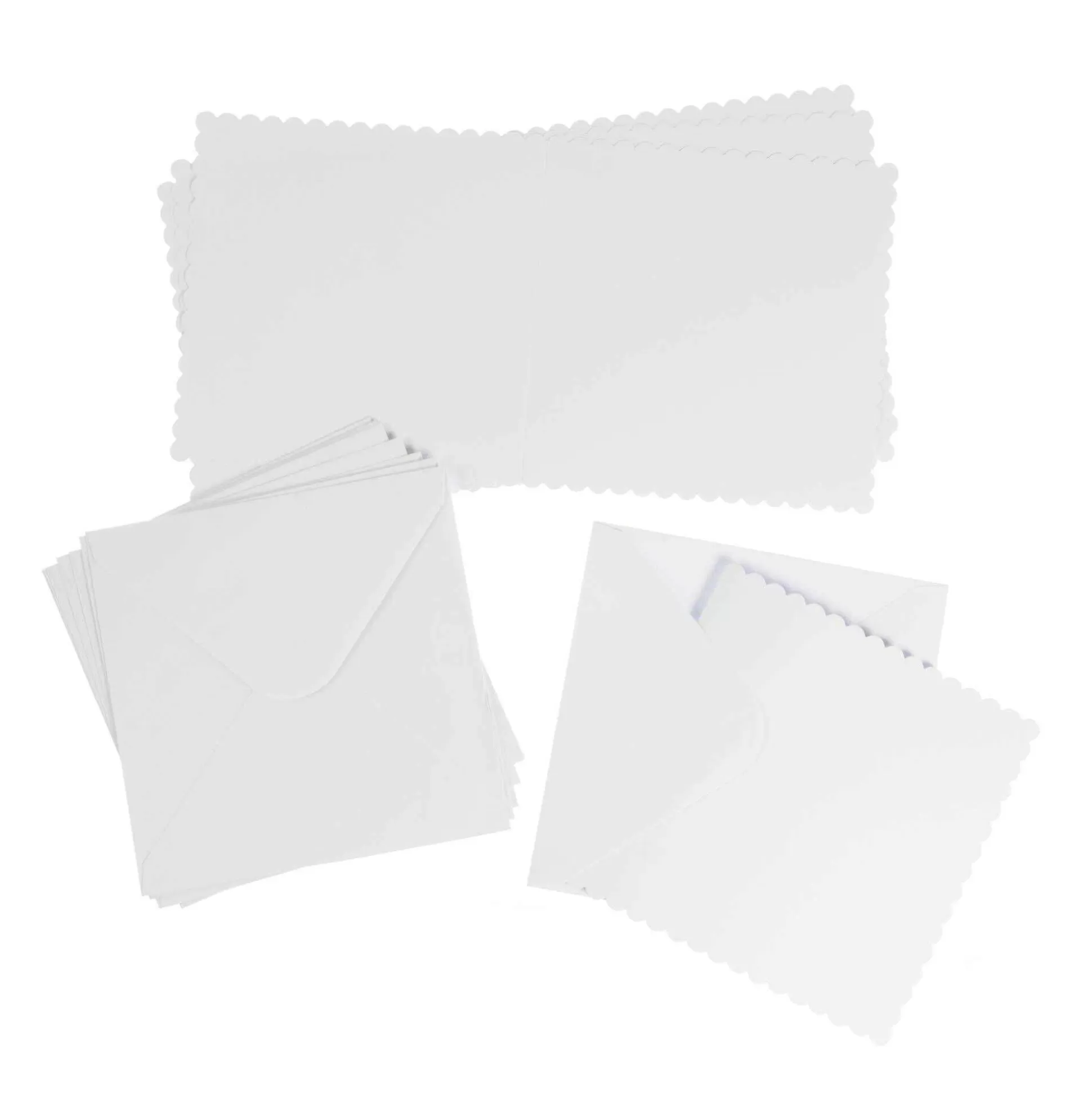 White Scalloped Cards And Envelopes 8 X 8 Inches 25 Pack-Hobbycraft Shop