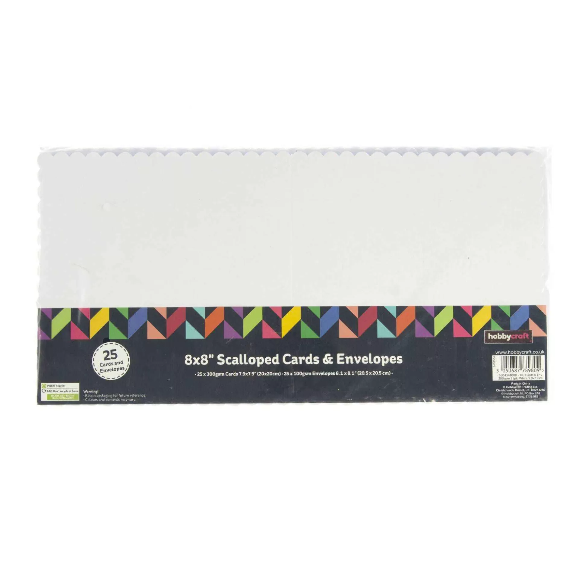 White Scalloped Cards And Envelopes 8 X 8 Inches 25 Pack-Hobbycraft Shop