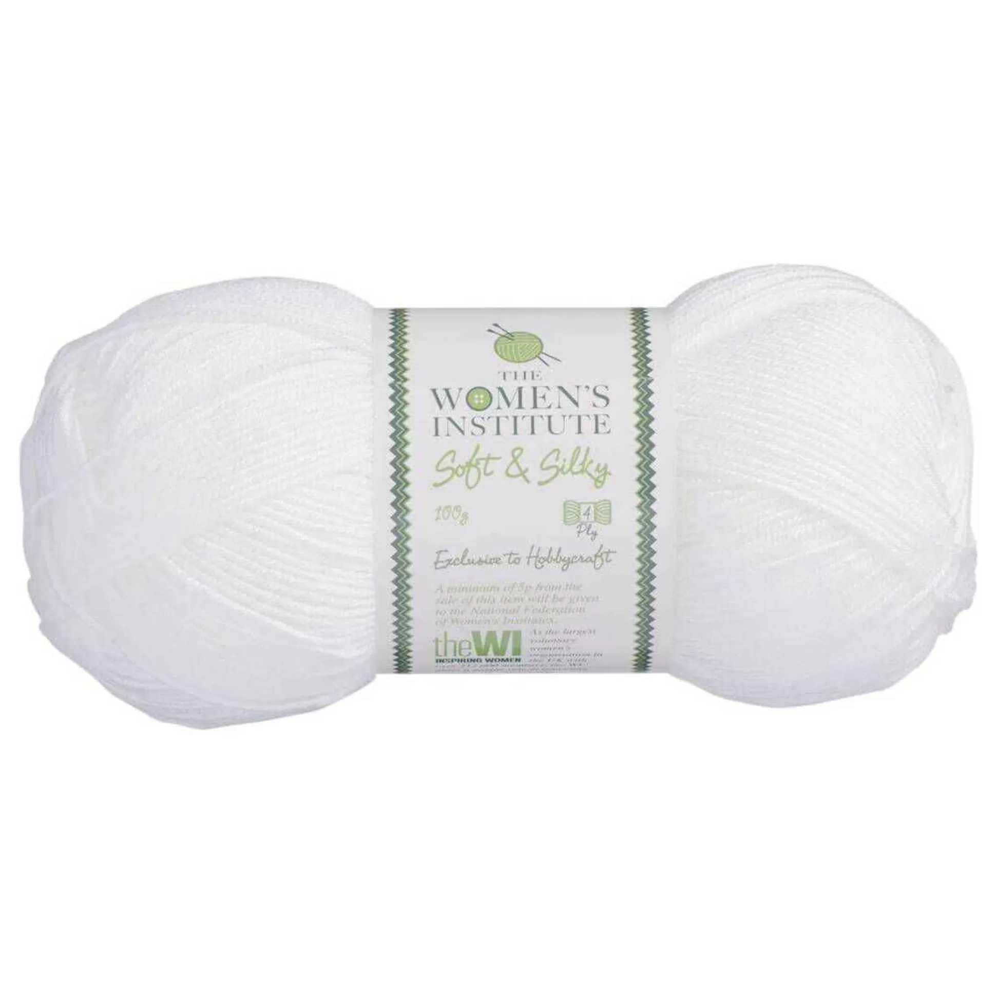 Women's Institute White Soft And Silky 4 Ply Yarn 100G-Hobbycraft Hot